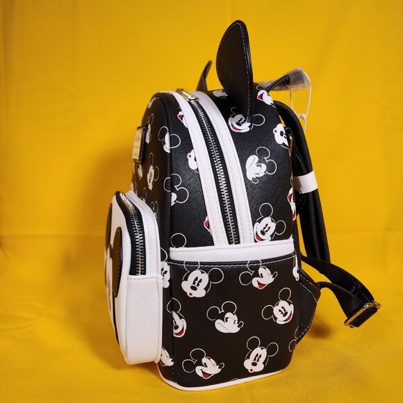 Loungefly Disney Parks Mickey Mouse AOP Faces Expressions Ears Mini Backpack NEW main image 5